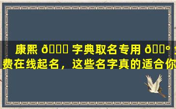 康熙 🍀 字典取名专用 🐺 免费在线起名，这些名字真的适合你的孩子吗